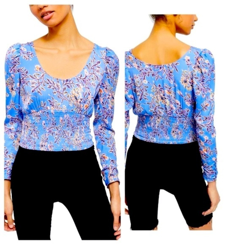 Free People Blue Floral Blouse